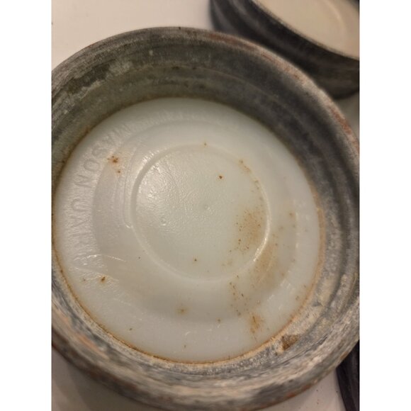 12 Zinc BALL Canning Jar Lids with Milk Glass Inserts Regular Mouth - Picture 8 of 11